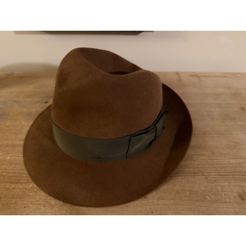Worth & Worth New York Venezia Brown Felt Fedora Hat Mens Size 6 7/8 Colombia‎